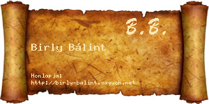 Birly Bálint névjegykártya